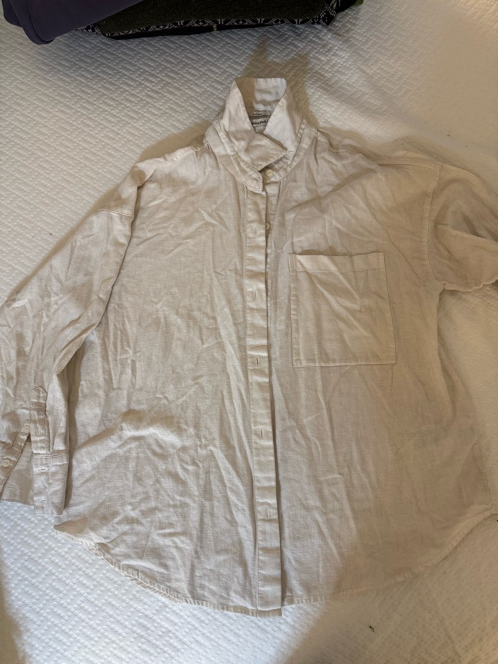 Abercrombie and fitch oversized linen / cotton blend button up shirt off white